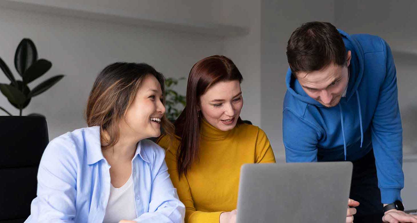people doing discussion in office